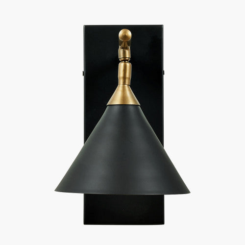 Netty Wall Lamp - Matt Black & Antique Brass