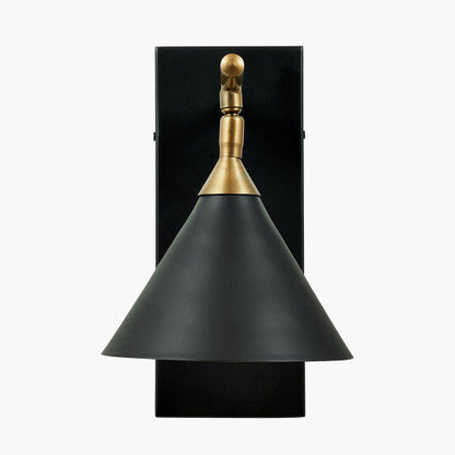 Netty Wall Lamp - Matt Black & Antique Brass