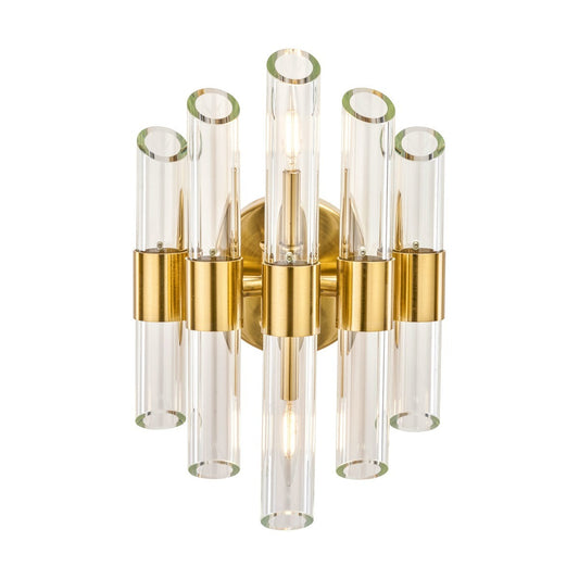 Brielle 2 Light Wall Light - Clear Glass & Antique Brass