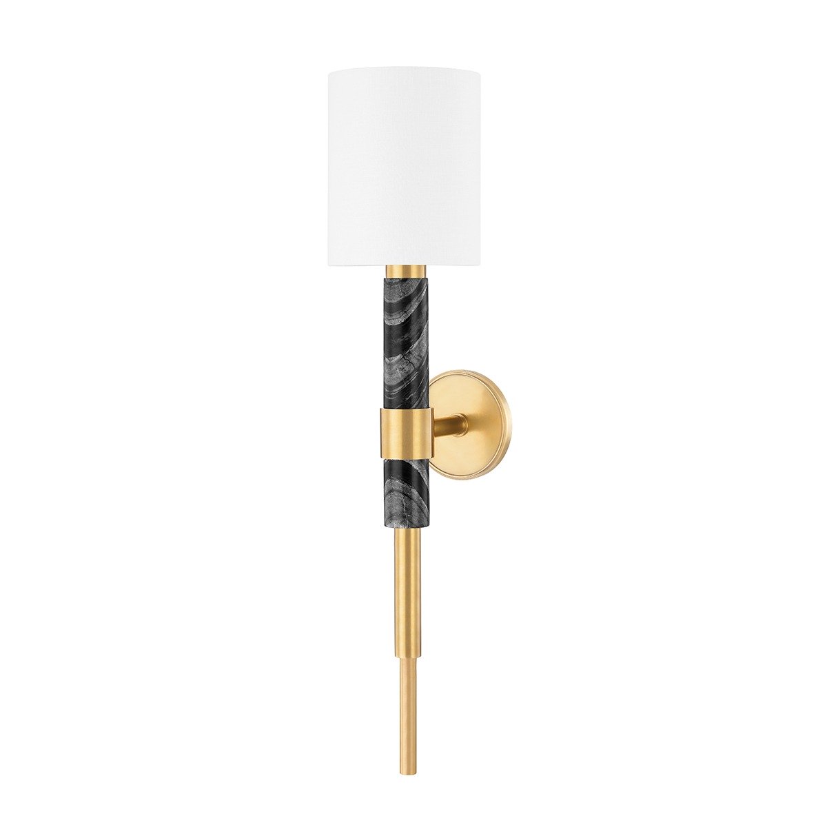 Solstice 1 Light Wall Sconce - Vintage Brass & Black Marble