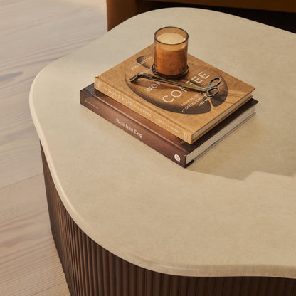 Cove - Dark Wood Ribbed Irregular Coffee Table