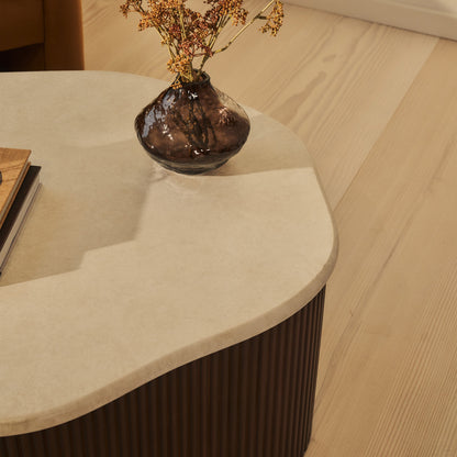 Cove - Dark Wood Ribbed Irregular Coffee Table