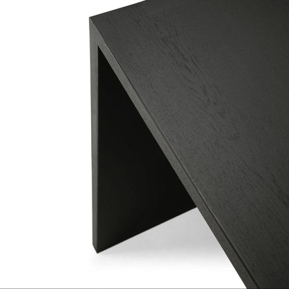 U Rectangular Desk with Cable Management - Varnished Black Oak