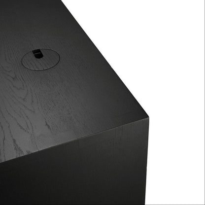 U Rectangular Desk with Cable Management - Varnished Black Oak