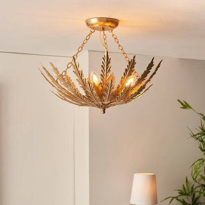 Delphine 3 Light Ceiling Light - Gold Leaf Finish
