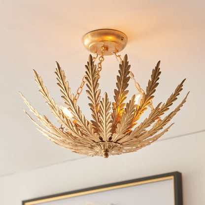 Delphine 3 Light Ceiling Light - Gold Leaf Finish