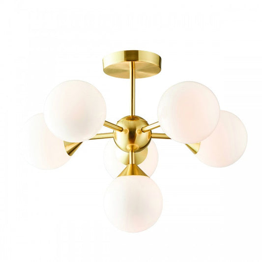 Opal 6 Light Ceiling Light - Gold