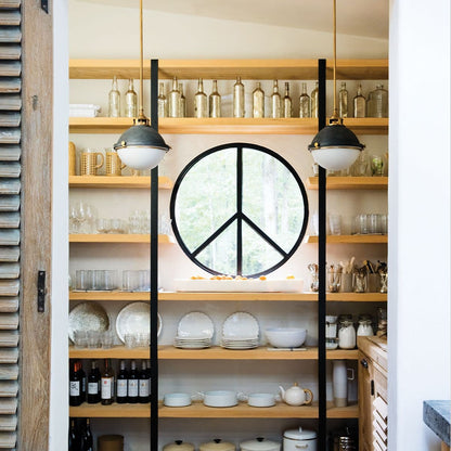 Fletcher 2 Light Pendant Light - Aged Zinc & Heritage Brass