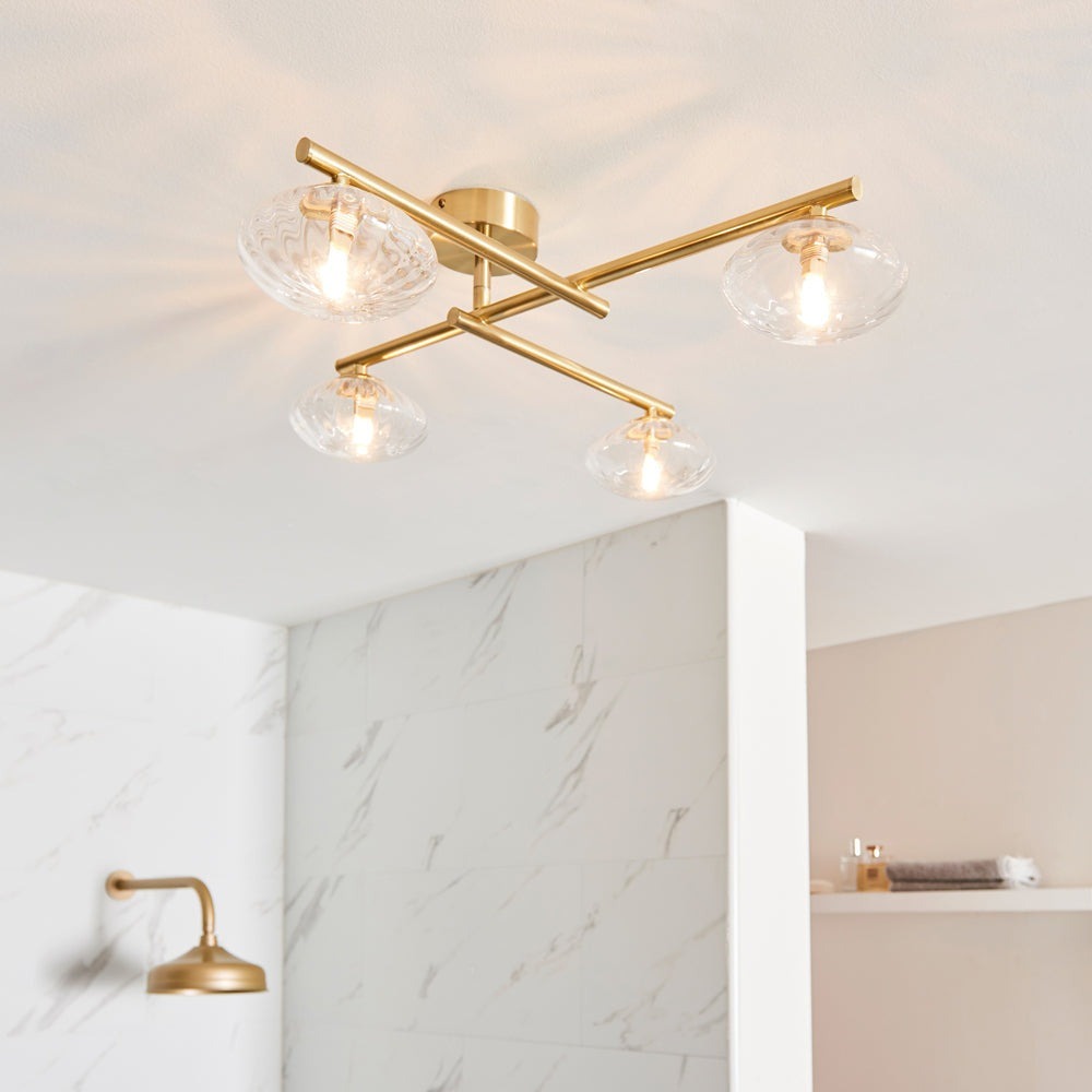 Harper Bathroom Ceiling Light - Satin Brass