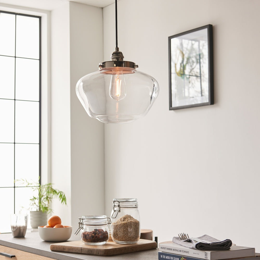 Isabella Pendant Light - Nickel & Clear Glass