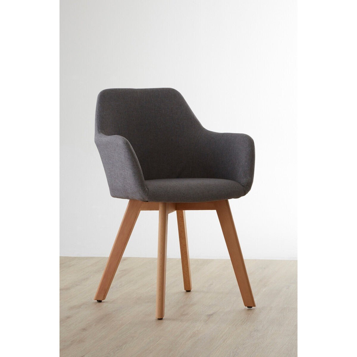 Stockholm Fabric Chair - Grey & Wood Legs