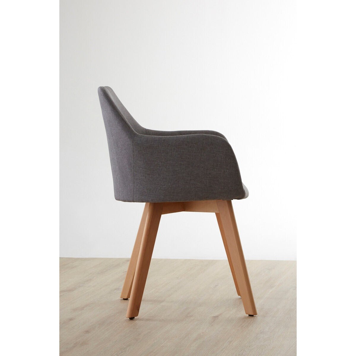 Stockholm Fabric Chair - Grey & Wood Legs