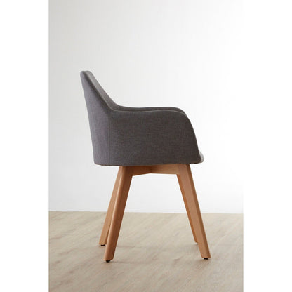Stockholm Fabric Chair - Grey & Wood Legs