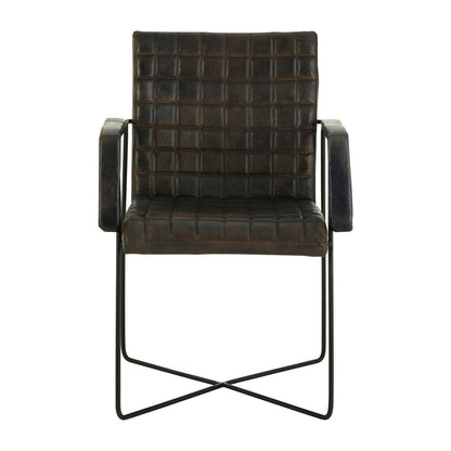 Buffalo Leather Weave Chair - Iron & Grey