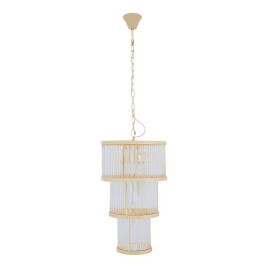 Salsa 3 Tier Drum Chandelier - Gold Finish