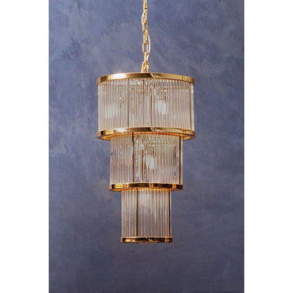Salsa 3 Tier Drum Chandelier - Gold Finish