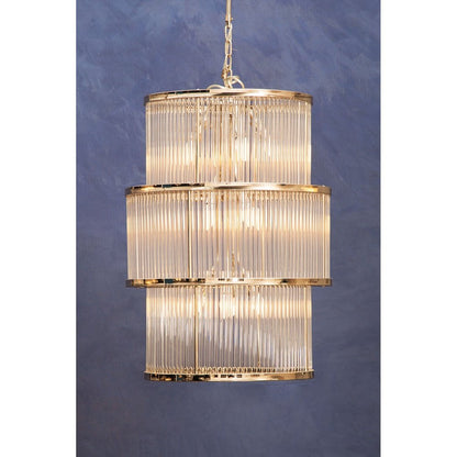 Salsa 3 Tier Drum Chandelier - Nickel Finish