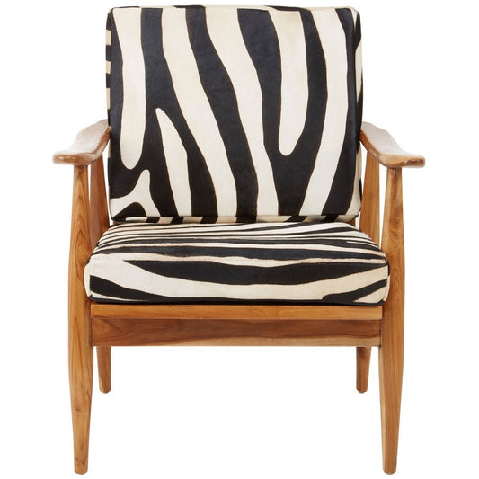 Kathy Accent Chair - Natural Teak & Zebra Print Leather