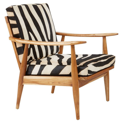 Kathy Accent Chair - Natural Teak & Zebra Print Leather