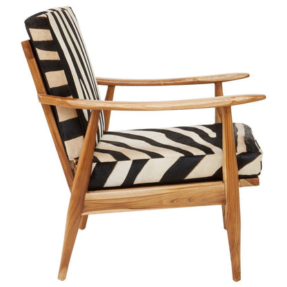 Kathy Accent Chair - Natural Teak & Zebra Print Leather