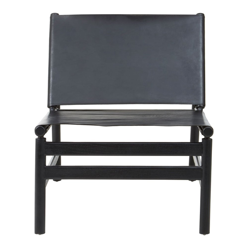 Kalani Accent Chair - Black Teak Wood & Black Leather