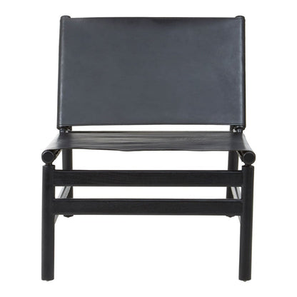 Kalani Accent Chair - Black Teak Wood & Black Leather