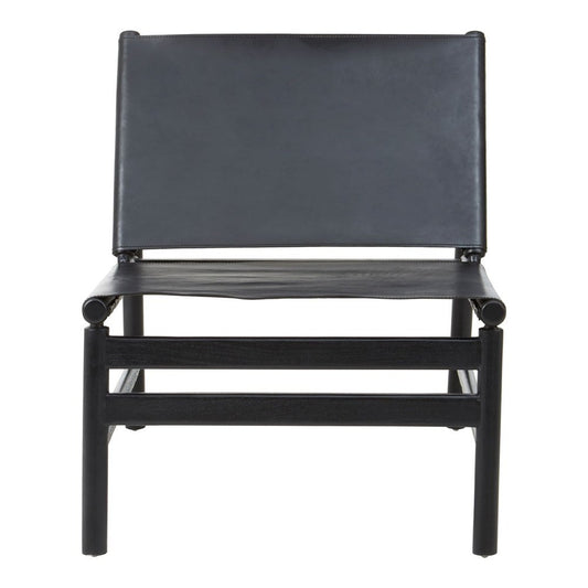 Kalani Accent Chair - Black Teak Wood & Black Leather