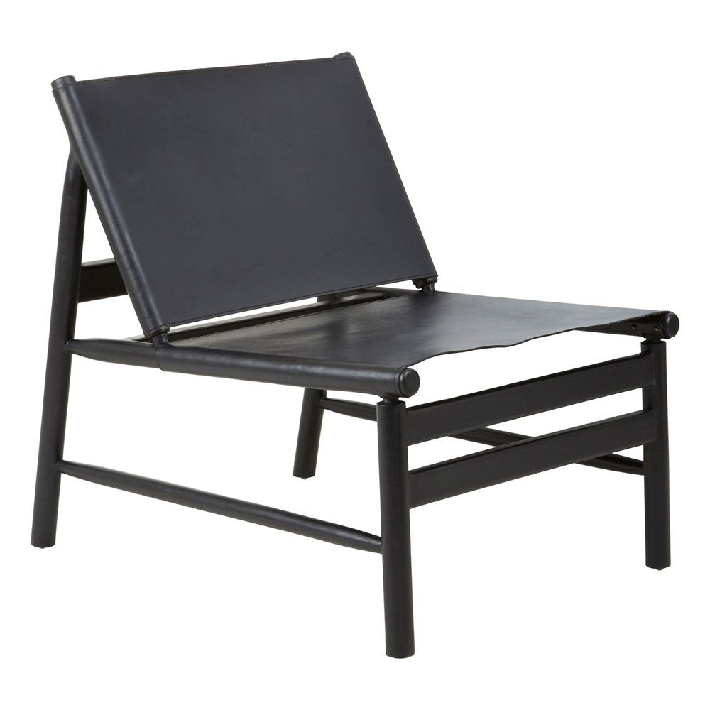 Kalani Accent Chair - Black Teak Wood & Black Leather