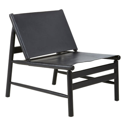 Kalani Accent Chair - Black Teak Wood & Black Leather