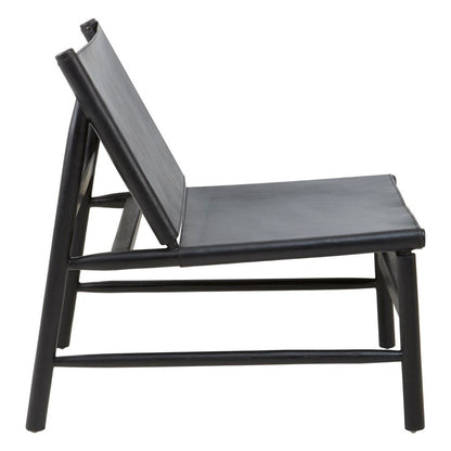 Kalani Accent Chair - Black Teak Wood & Black Leather