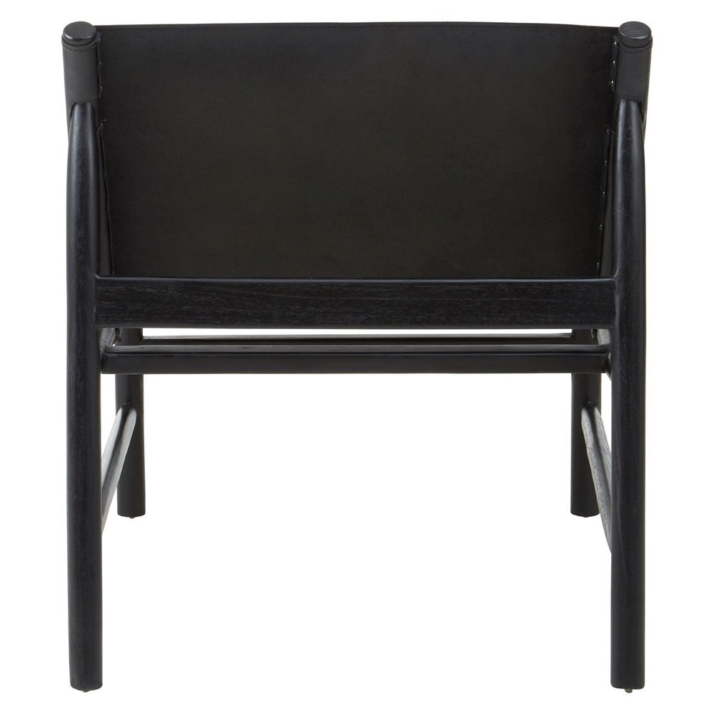 Kalani Accent Chair - Black Teak Wood & Black Leather