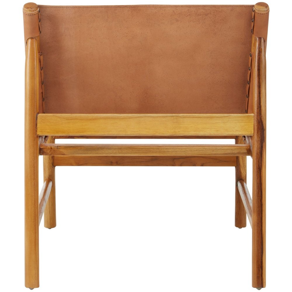 Kendra Accent Chair - Natural Teak Wood & Brown Leather
