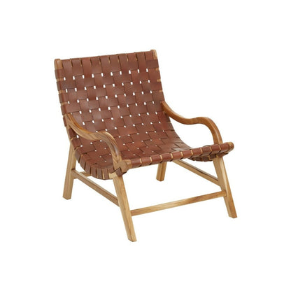 Kyle Accent Chair - Natural Teak & Brown Leather