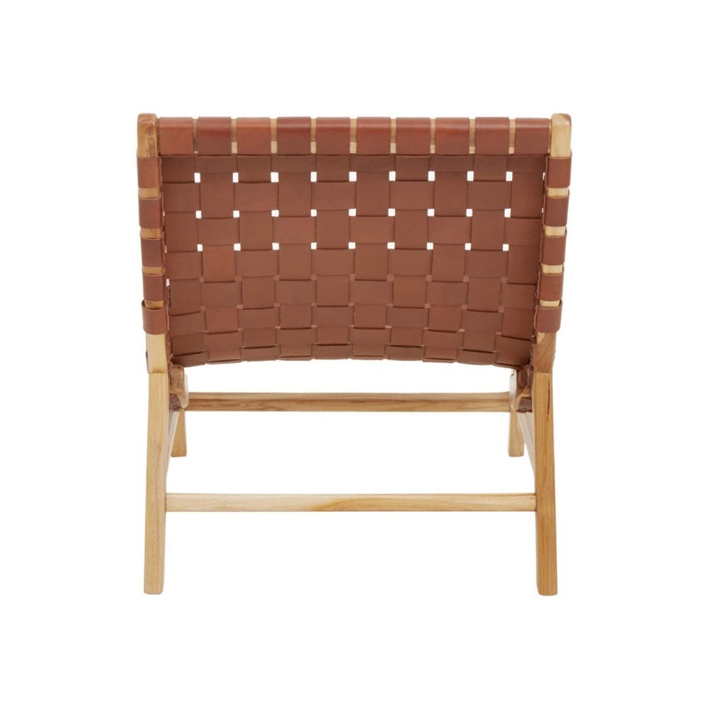 Kyle Accent Chair - Natural Teak & Brown Leather
