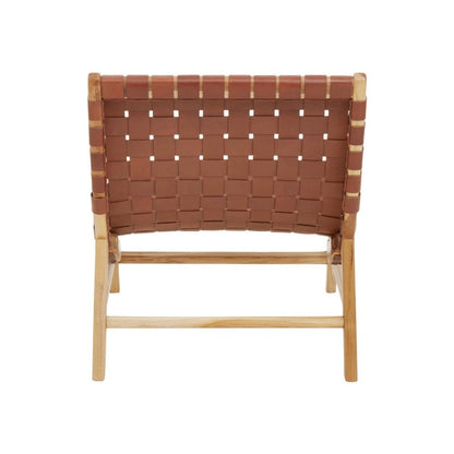 Kyle Accent Chair - Natural Teak & Brown Leather