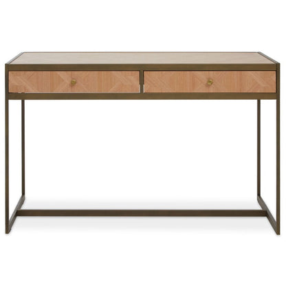 Grayson 2 Drawer Desk - Oak & Brushed Brass