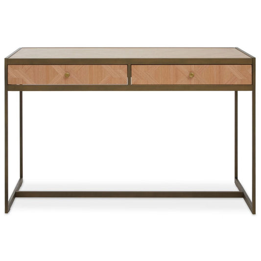 Grayson 2 Drawer Desk - Oak & Brushed Brass