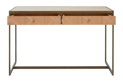 Grayson 2 Drawer Desk - Oak & Brushed Brass