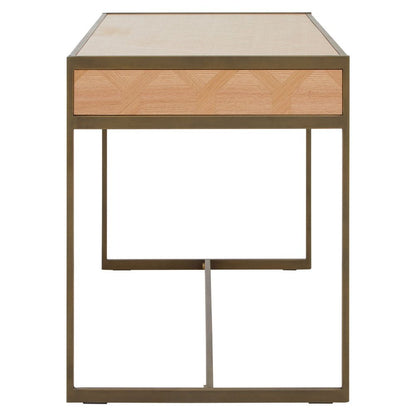 Grayson 2 Drawer Desk - Oak & Brushed Brass