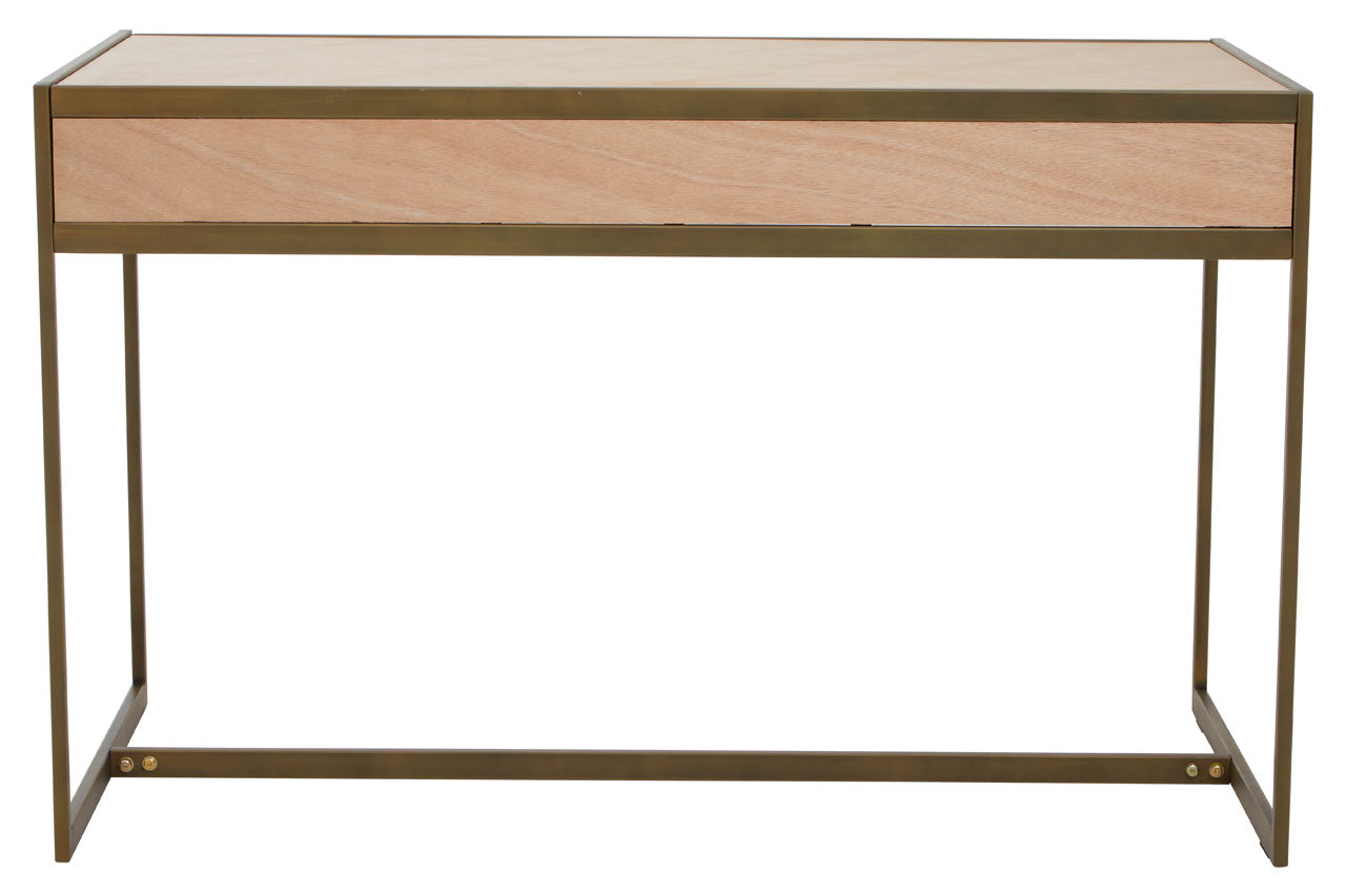 Grayson 2 Drawer Desk - Oak & Brushed Brass