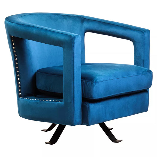 Hestia Velvet Swivel Chair - Blue