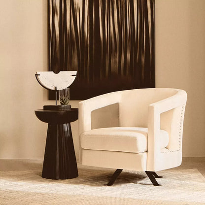 Hestia Velvet Swivel Chair - Beige