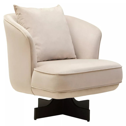 Hale Velvet Swivel Chair - Cream