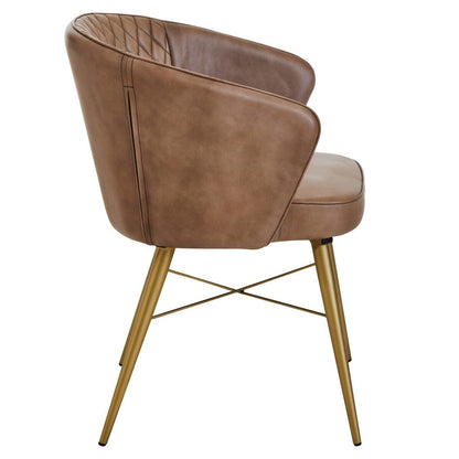 Buffalo Leather Chair with Gold Legs - Grey