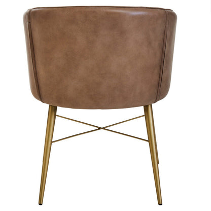 Buffalo Leather Chair with Gold Legs - Grey