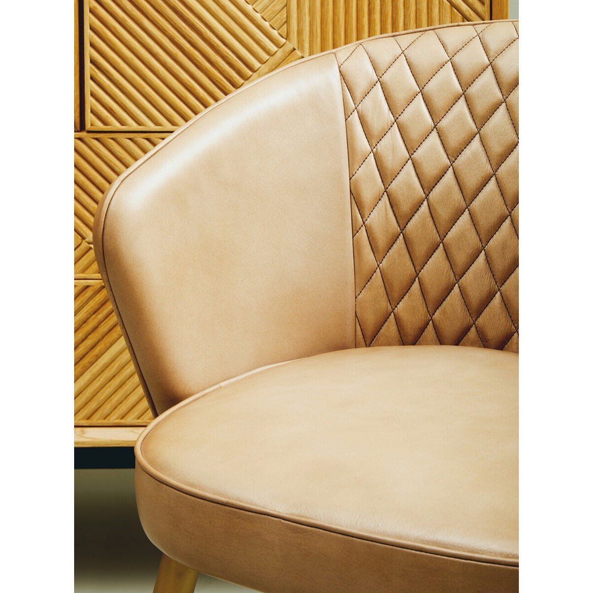 Buffalo Leather Chair with Gold Legs - Grey