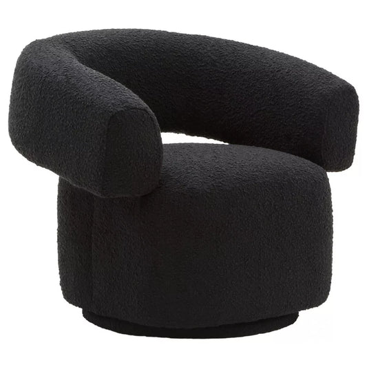 Oliveto Boucle Curved Revolving Armchair - Black