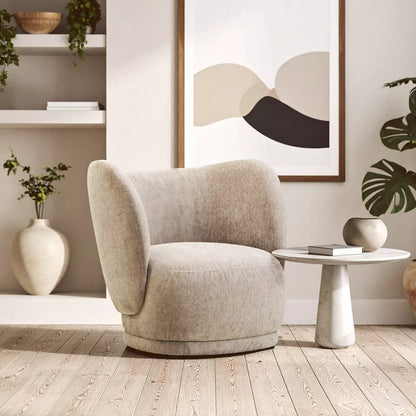 Delray Chenille Curved Chair - Deep Stone