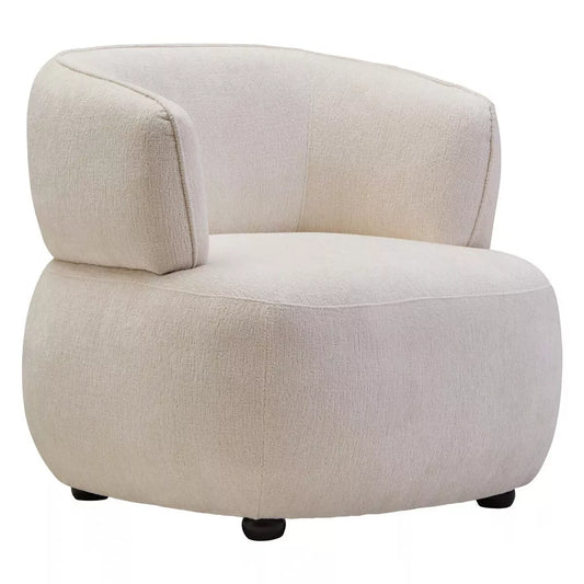 Dasha Chenille Curved Chair - Ivory