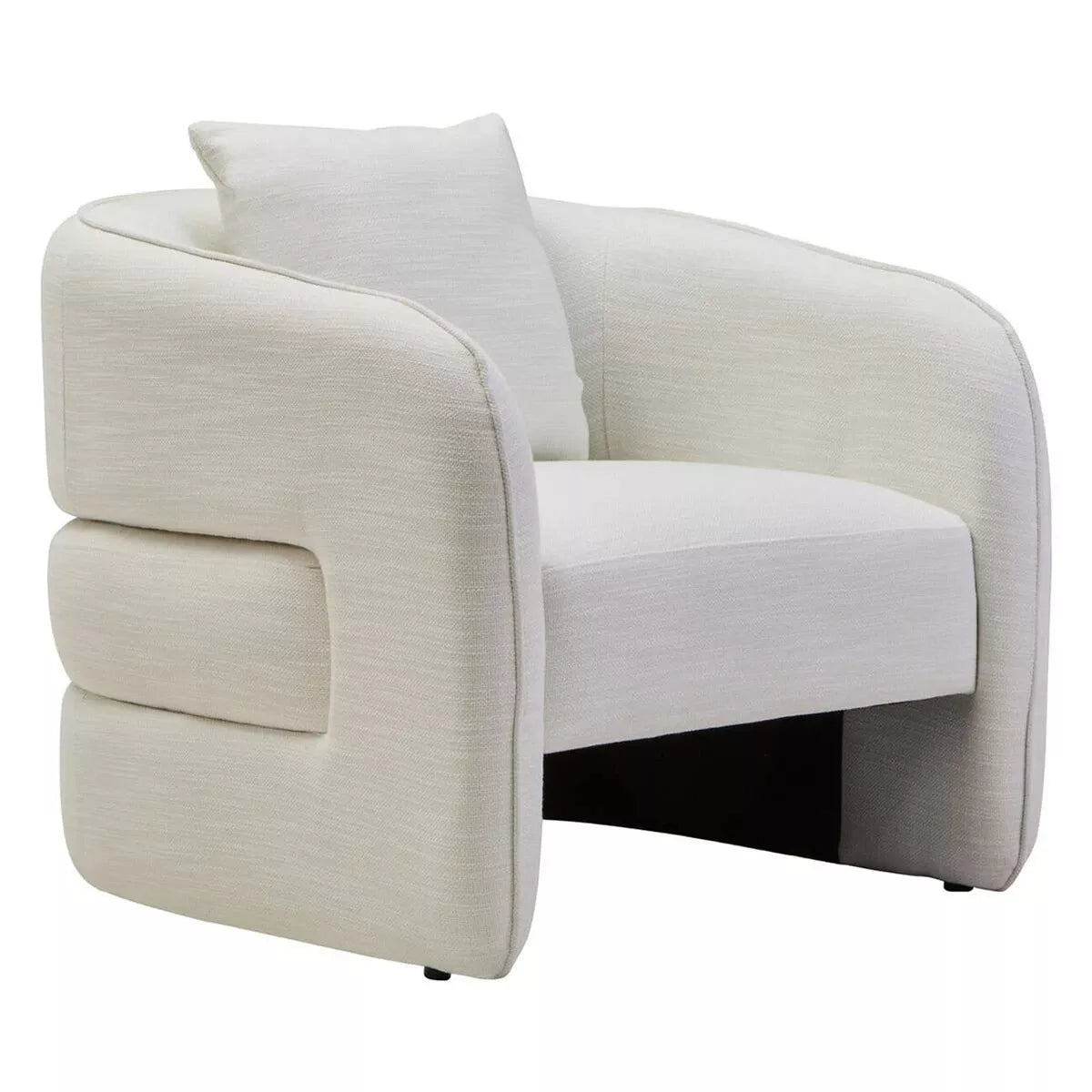 Bilani Linen Effect Curved Chair - Cream